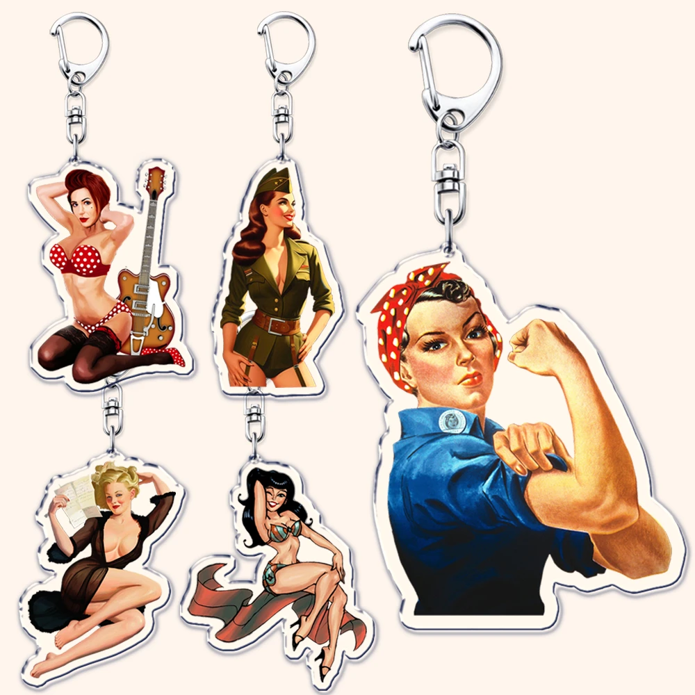 Retro Feminism Woman Up Keychains for Accessories Bag Female Feminist Girl Power Equality Keyrings Jewelry Best Friends Gifts