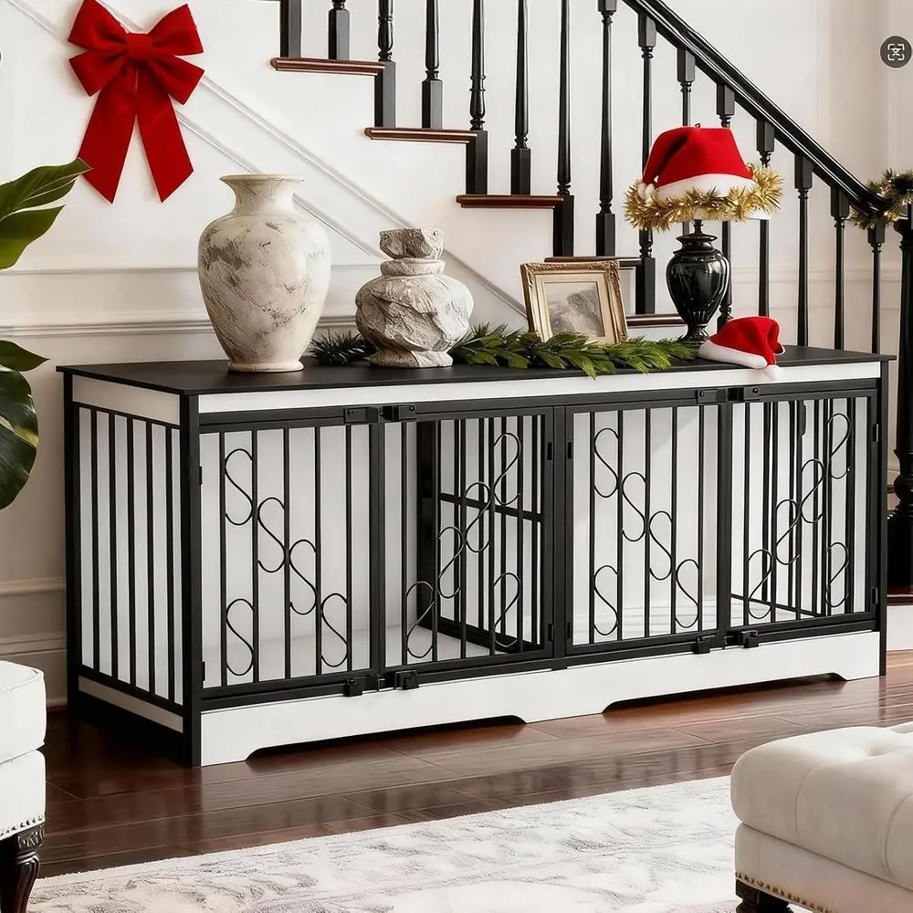 

Двухъярусный ящик для собак 71, питомник XL для внутреннего или двойного использования для собак, прочный деревянный домик для собак с перегородкой, стильная мебель для домашних животных