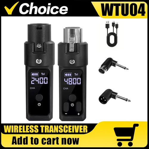 Imagen 1 del producto Transmisor y receptor Xlr inalámbrico con micrófono de 2,4G, batería recargable de gran capacidad para transceptor de guitarra con micrófono condensador de 48V