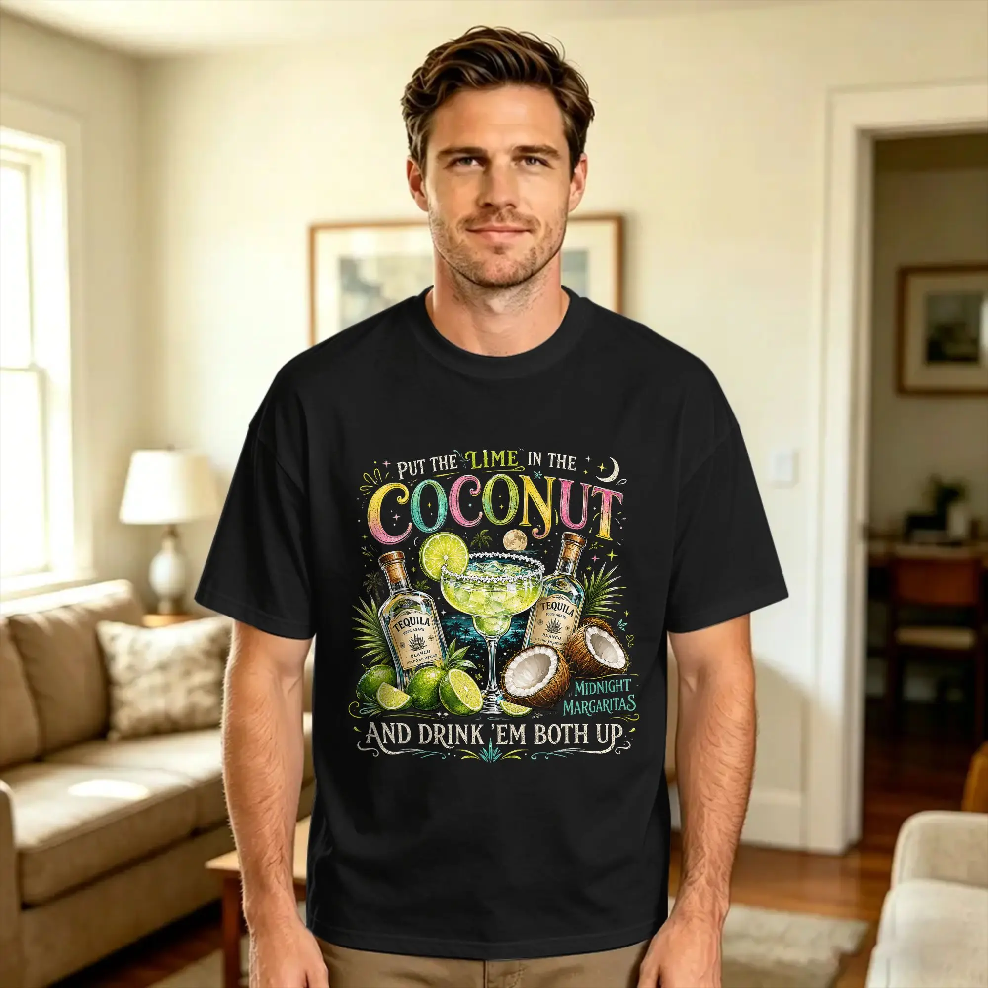 Midnight Margaritas Put The Lime in Coconut Tropical Party T Shirt Summer  Harajuku T Shirts Cotton O Neck Plus Size Top Tees