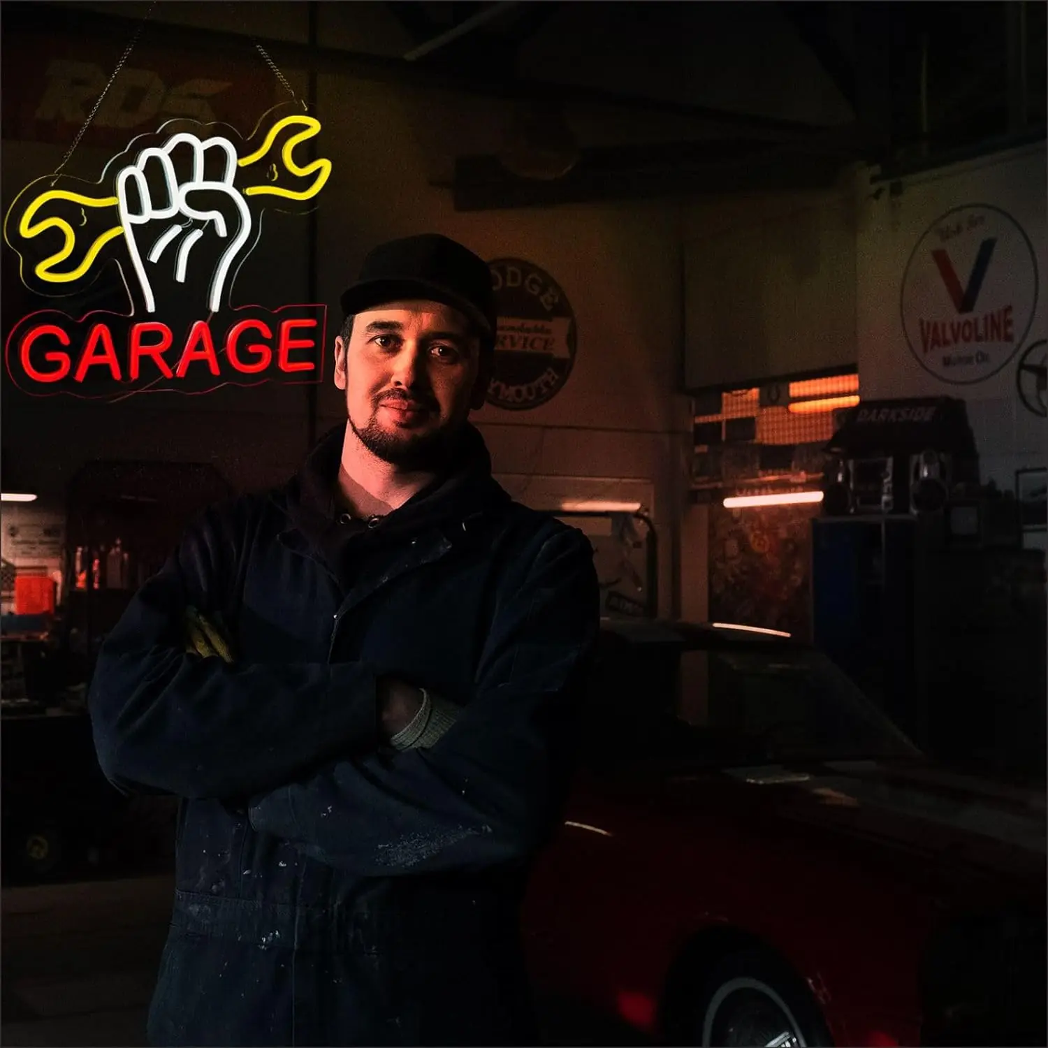 Garage Neon Signs LED Neon Light Sign Light Up Neon Signs Wall Decor Garage Door Auto Repair Shop Man Cave and Shop Decoration ﻿
