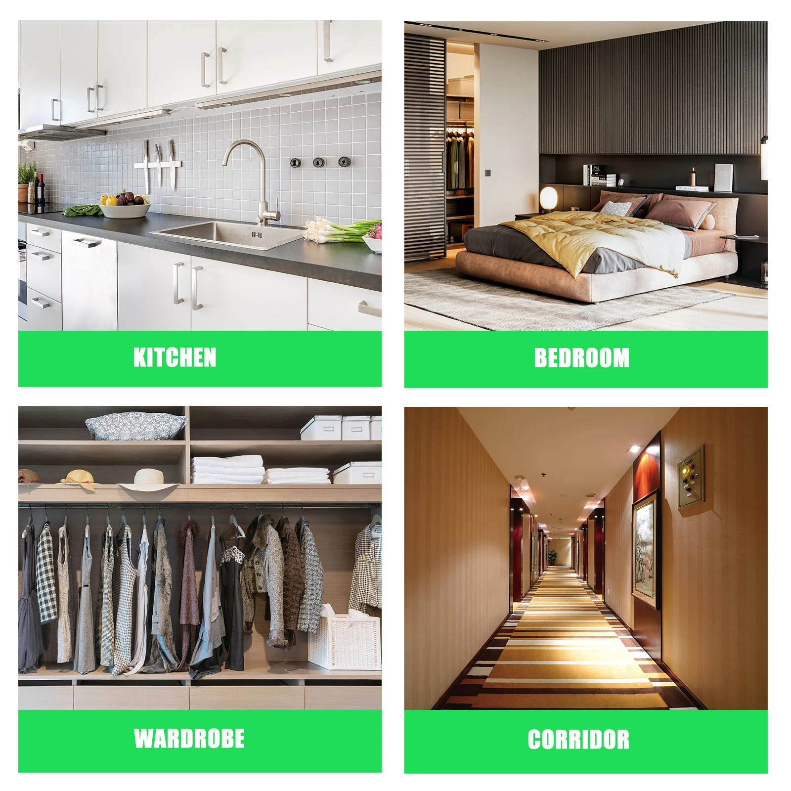 2 Pcs Rechargeable Cabinet Lights Under Closet Kitchen Unit LED Lighting Strip Under-counter Fixtures