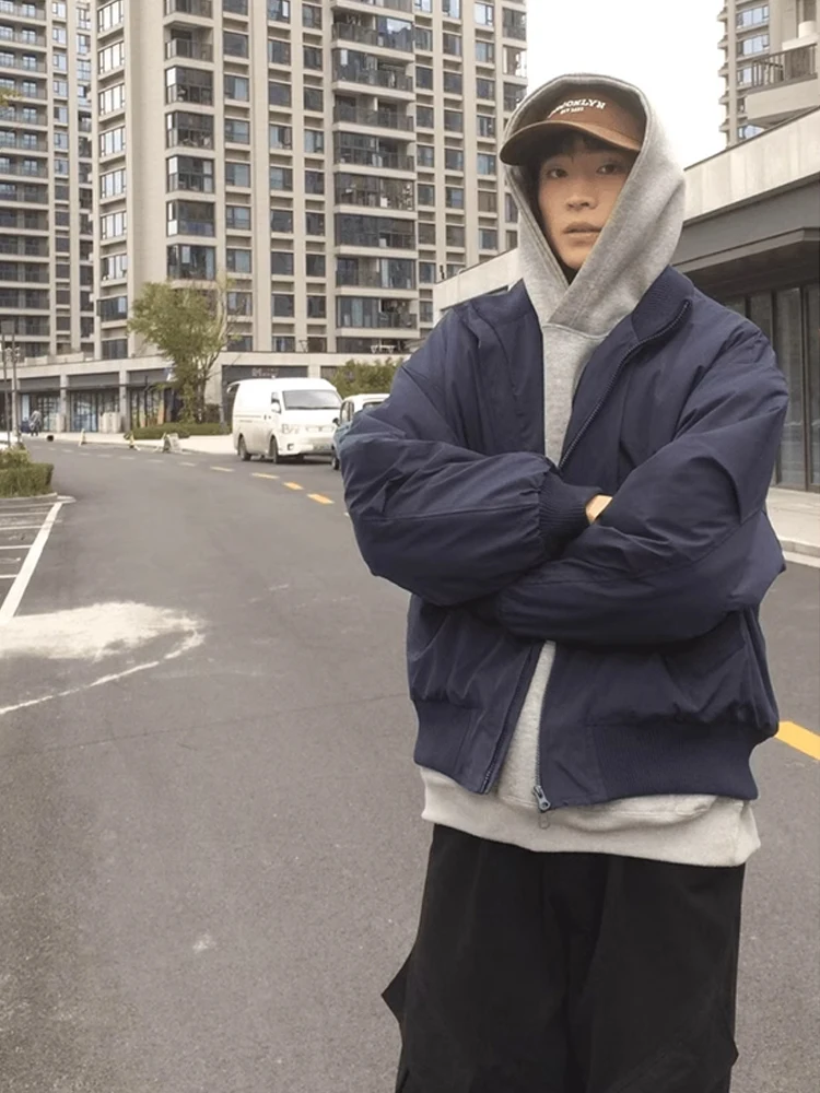 

American Sle Casual Pilot Jaet Cotton Clothes Men's Winter Loose All-Match ort Baseball Collar Men's Coat Warm Thiened