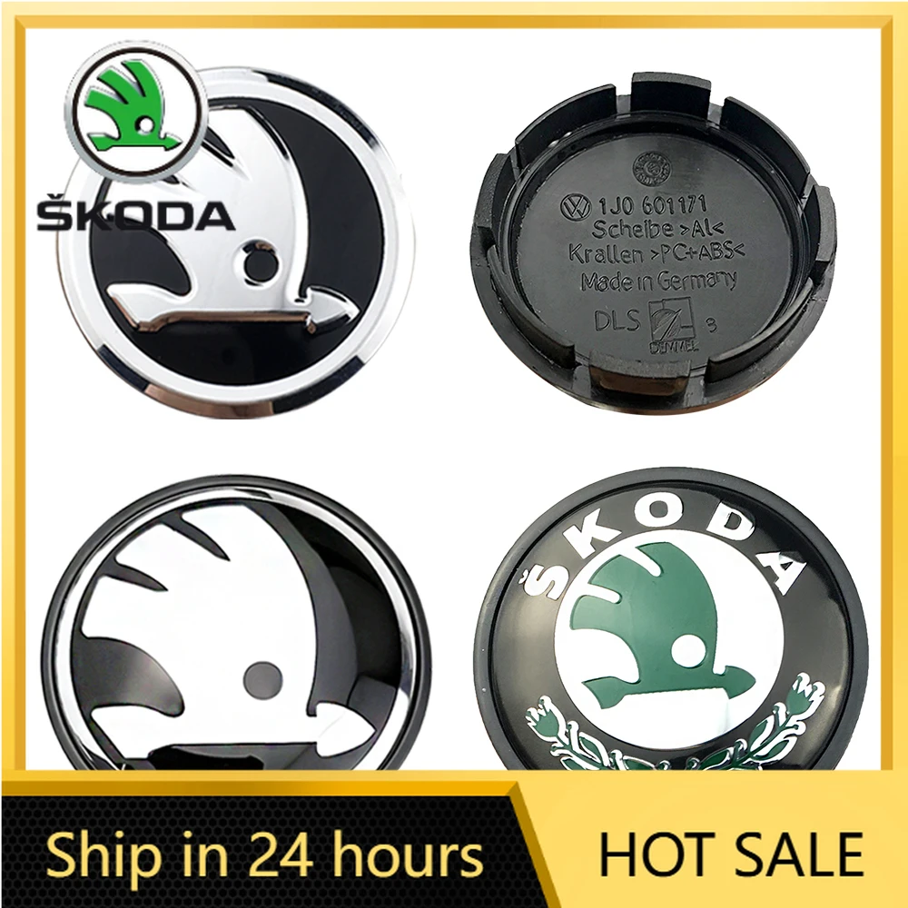 

2026 Hot For SKODA 4pcs 56mm 65mm Car Wheel Center Caps Logo Hub Cover wheel parts Badge Emblem For Skoda 1J0601171 3B7601171 St