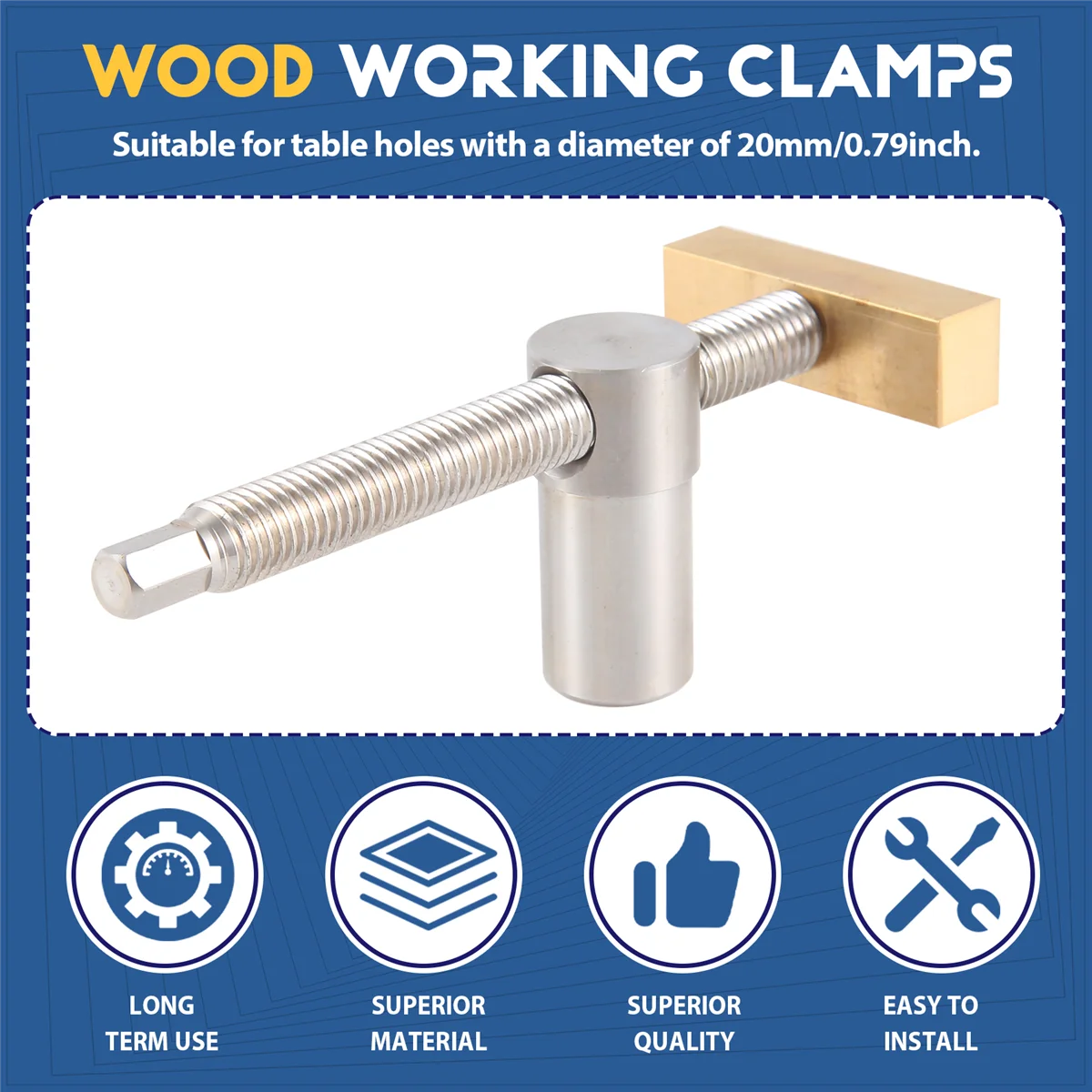 ABNH 목공 조정 가능한 데스크탑 클립 4Pc 20mm 개 구멍 정지, 클립 클램프 고정 장치 바이스 목공 목수 도구