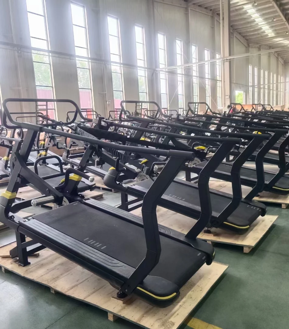 Bodybuilding Gym Equipment Running Machine Fitness Hot Sale Wooden Mechanical Treadmill Nylon Belt