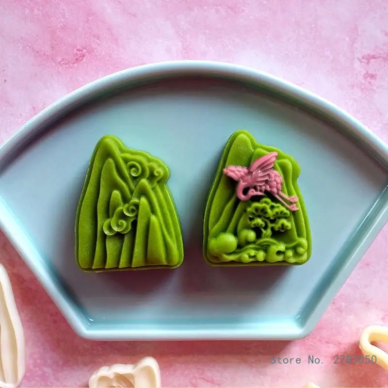 

Chinese High Mountain and Flowing Water Mooncake Mold Pastries Stamp Festival Cake Dessert Mould Kitchen Baking Supplies