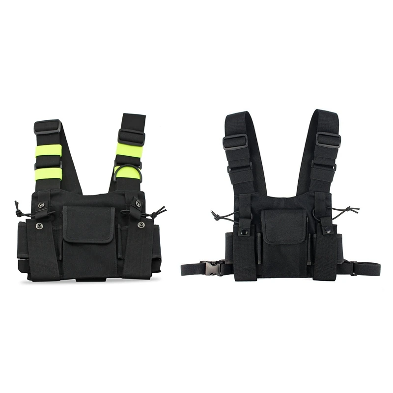 

ABGZ-2X Radios Pocket Radio Chest Harness Chest Front Pack Pouch Holster Vest Rig Carry Case For 2 Way Radio Walkie Talkie For B