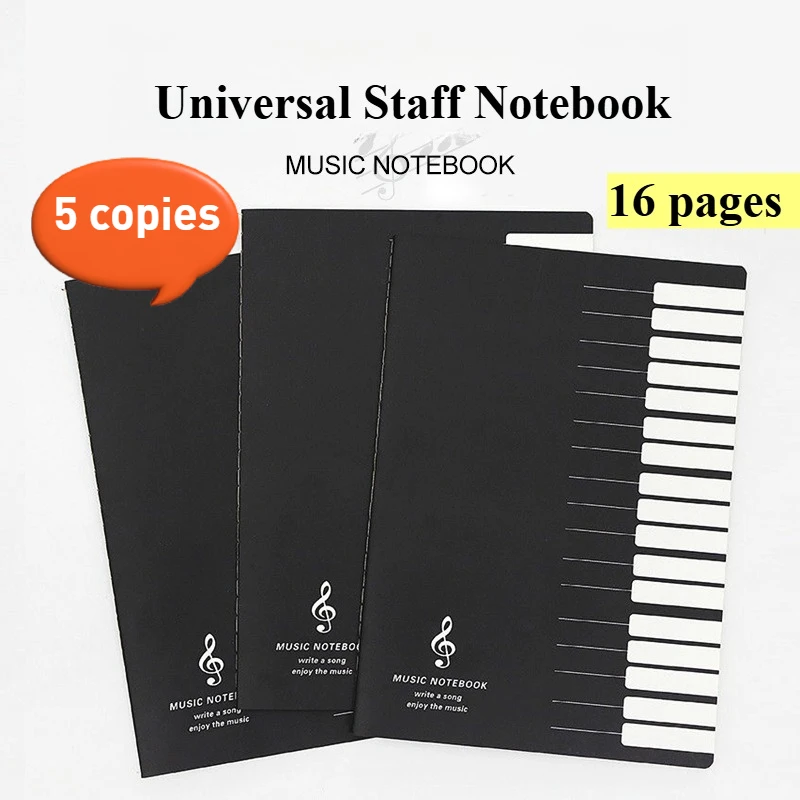

5 copies Universal 16-open staff notebook, music score notebook, music exercise book