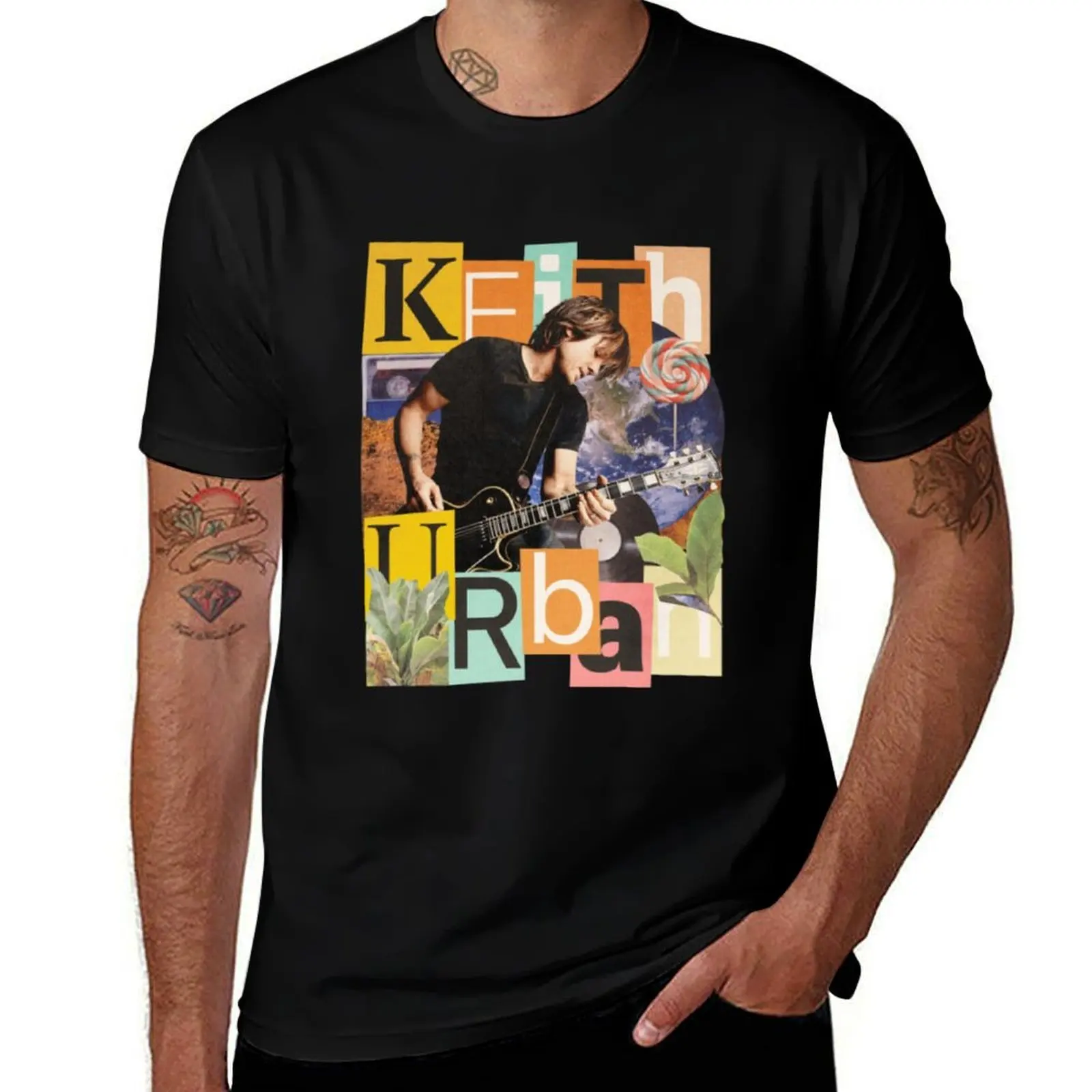 Retro Keith Urban Somebody Like You Golden Road T-Shirt Vintage Print Crew Neck Tee