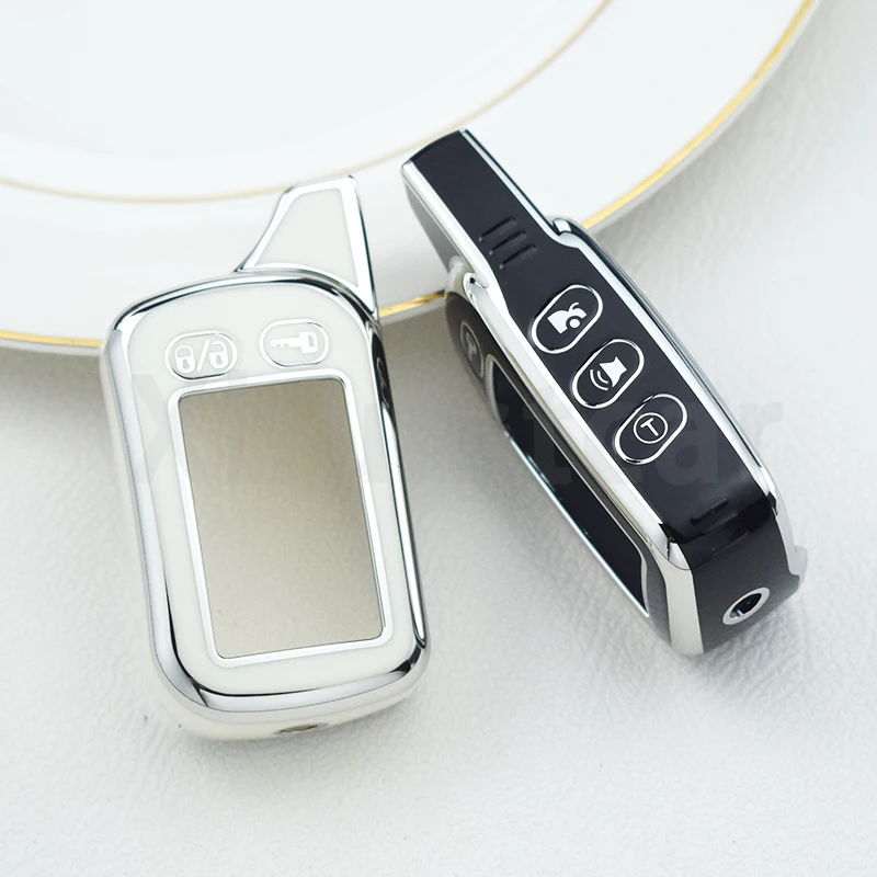 

Silver Edge TPU LCD Key Case For Tomahawk TZ 7010 9020 9030 9010 9031 SL-950 Two Way Car Alarm System Remote Control Fob Cover
