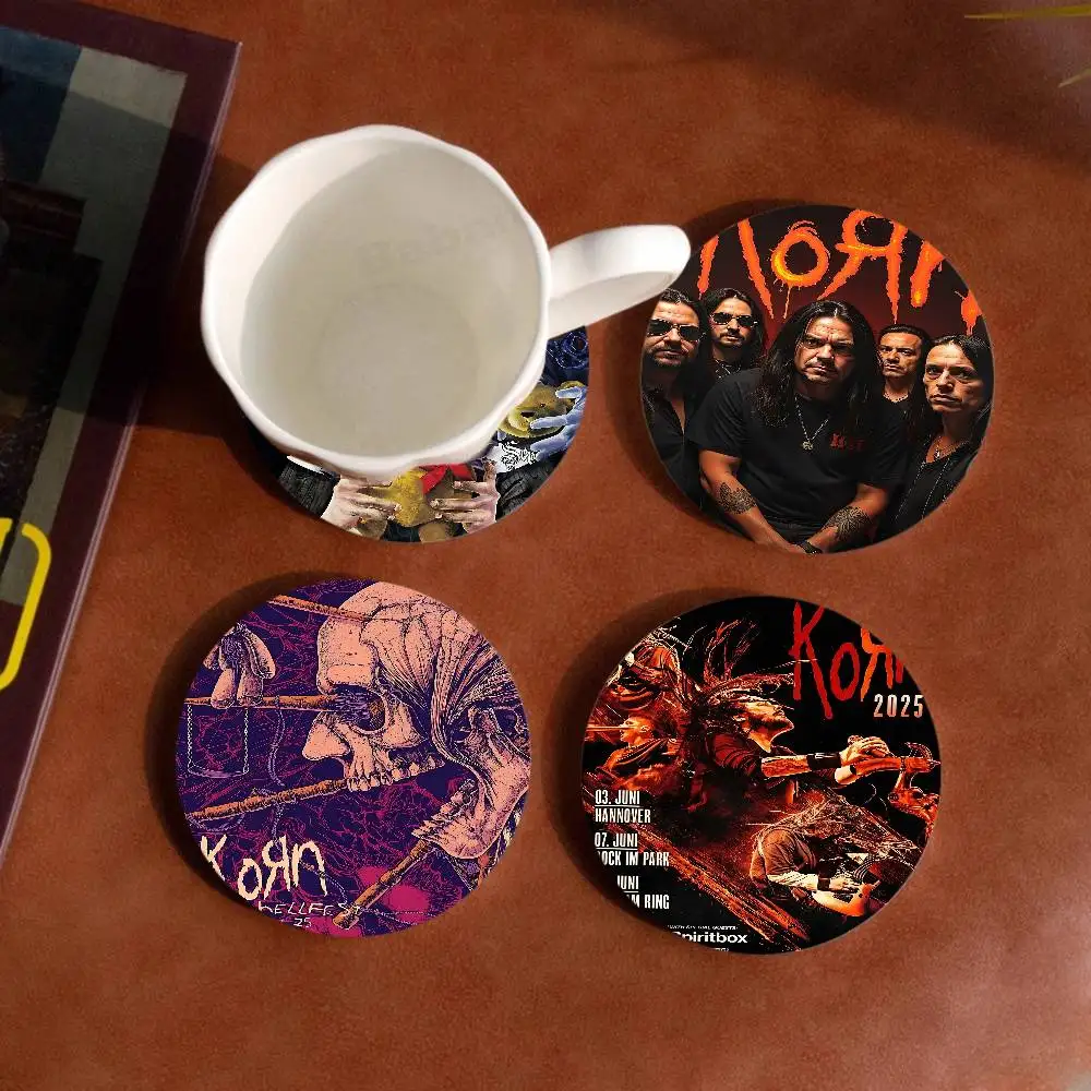 Metal Rock Band K-Korn Wooden Coaster Colour Printing Cup Mat Home Desk Decoration Gifts