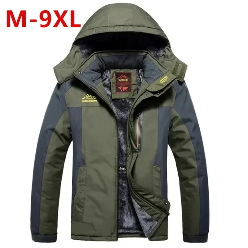 

Plus Size 9XL Overcoat Winter Fleece Military Jackets Men Windproof Waterproof Outwear Parka Mens Windbreaker Warm Raincoat Coat