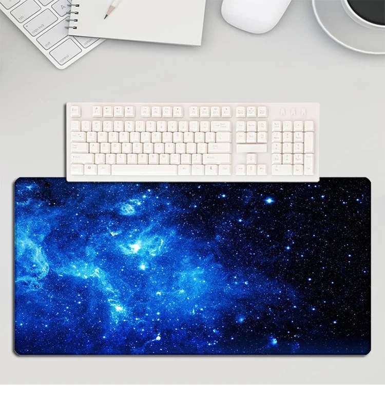 Starry sky universe planet mouse pad 90x40 non-slip wear-resistant rubber base with stitched edge keyboard mat suitable for work