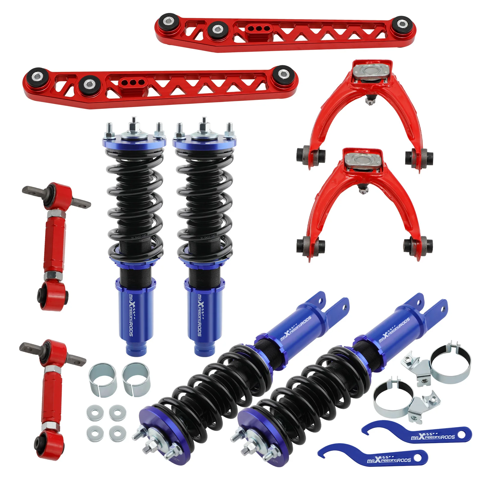 Coilover Struts Adjustable Front Rear Camber Kit Toe Combo for Honda Civic 96-00