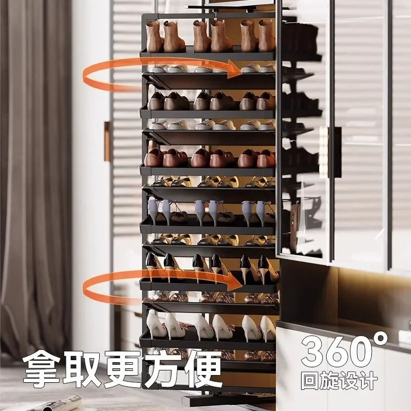Household multi-functional flip telescopic push-pull frame shoe cabinet hardware accessories multi-layer shoe rack 360-degree ro
