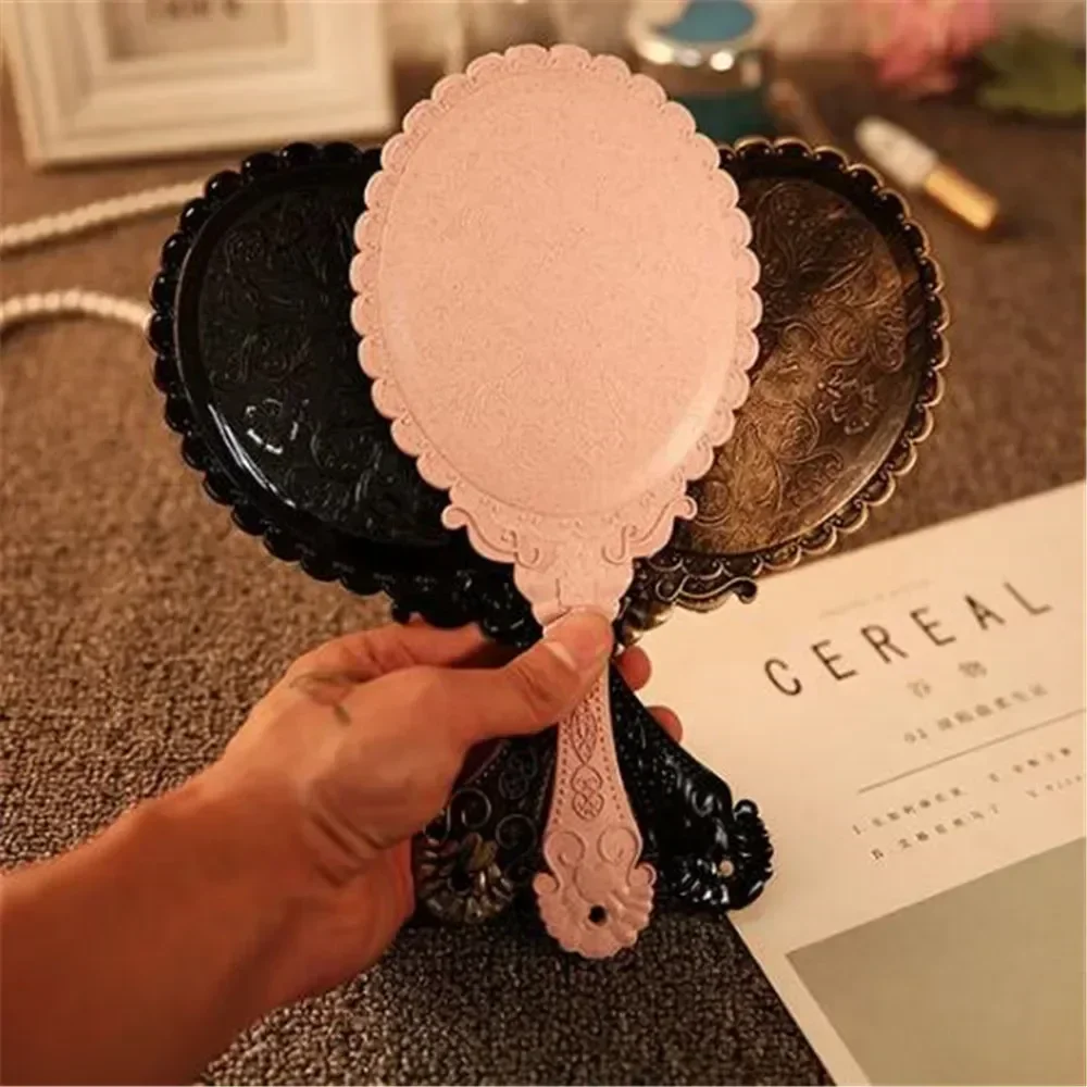 Miroir de maquillage portatif rétro sculpté, miroir à main pour Salon de SPA, miroirs cosmétiques compacts pour femmes