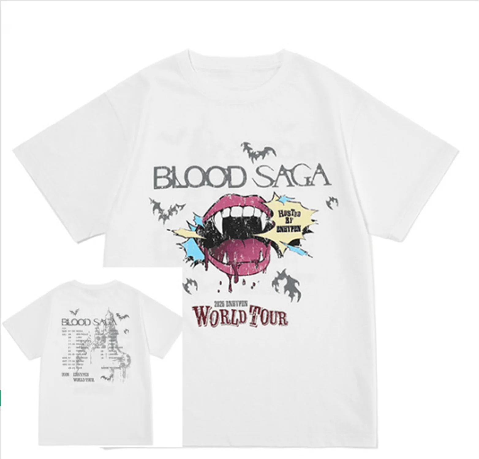 Summer Unisex T-shirts 2026 Blood Saga World Tour Shirt Vampire Aesthetic Tee Y2k Top High Quality Cotton Short Sleeve Kids