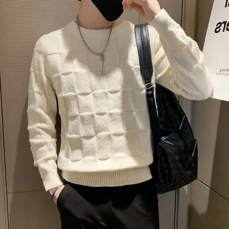 

Men's Casual Loose Knitted Sweater Pure Color round Ne Woolen irt Faionable Urban Sle Spring Autumn Season Long Sve