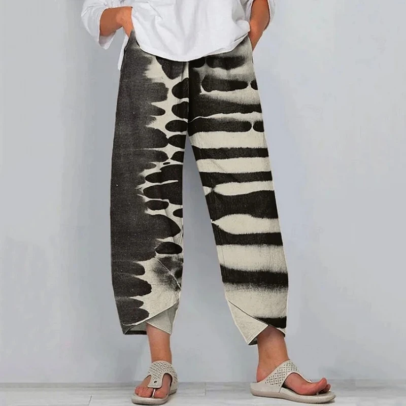 2025 الصيف المرأة استرخاء صالح السراويل عادية في الهواء الطلق الرباط اقتصاص السراويل أنيق تنفس الشارع الشهير سراويل نسائية