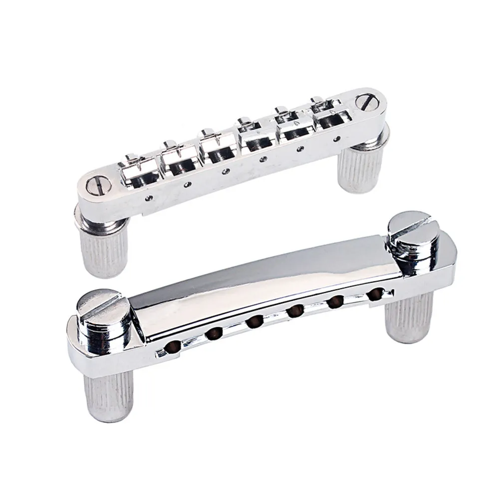 

1Set Chrome Guitar Bridge Locking Tom Bridge Tailpiece for Electric Guitar Metal Adjustable Saddles Harmonics Replacement