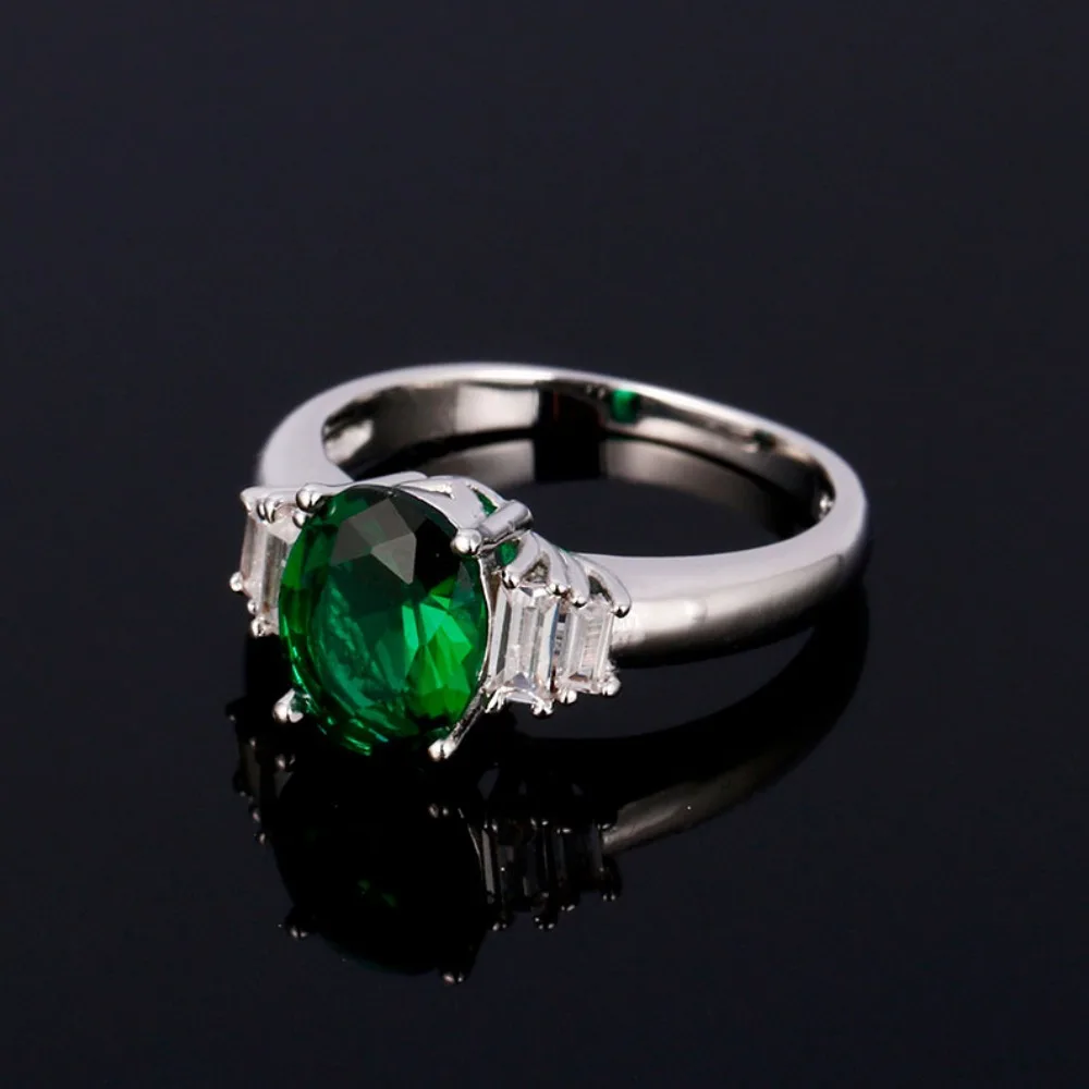 New Style Oval Emerald Ring 925 Sterling Silver Jewelry For Women Birthday Anniversary Party Gift Size 6,7,8,9,10 Wholesale