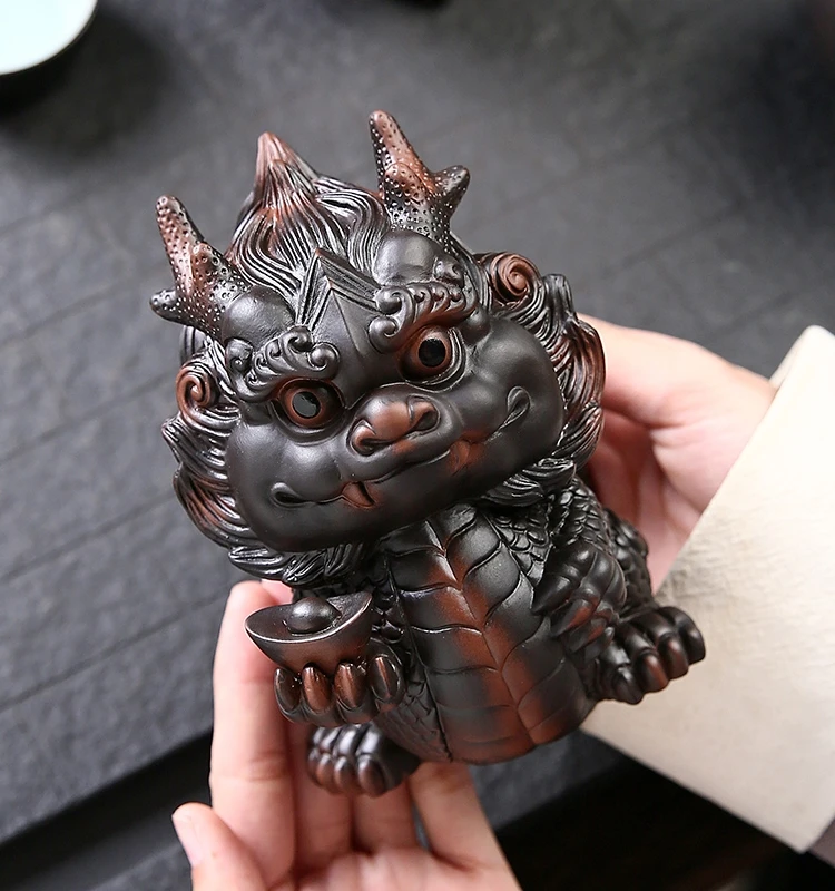 Purple pottery Chinese Dragon Tea Pet Living Room Tea Table Decoration Tea Ceremony Accessories Tea Tray Decoration