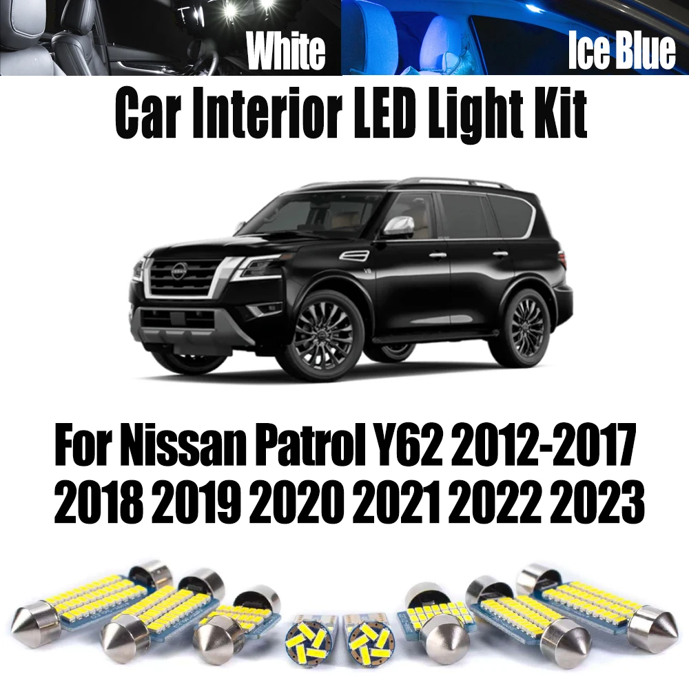 

15 шт. Canbus для Nissan Patrol Y62 2012-2020 2021 2022 2023 автомобильный светодиодный внутренний комплект лампочек для двери купола, номерного знака