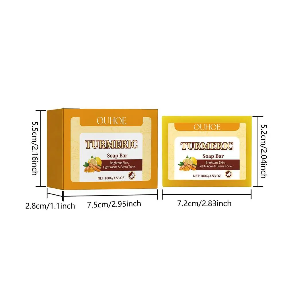 OUHOE Lemon Turmeric Kojic Acid Soap Bar Turmeric Face And Care Body Soap Care Skin Body Oil Removal Acne Soap Whitening Skin