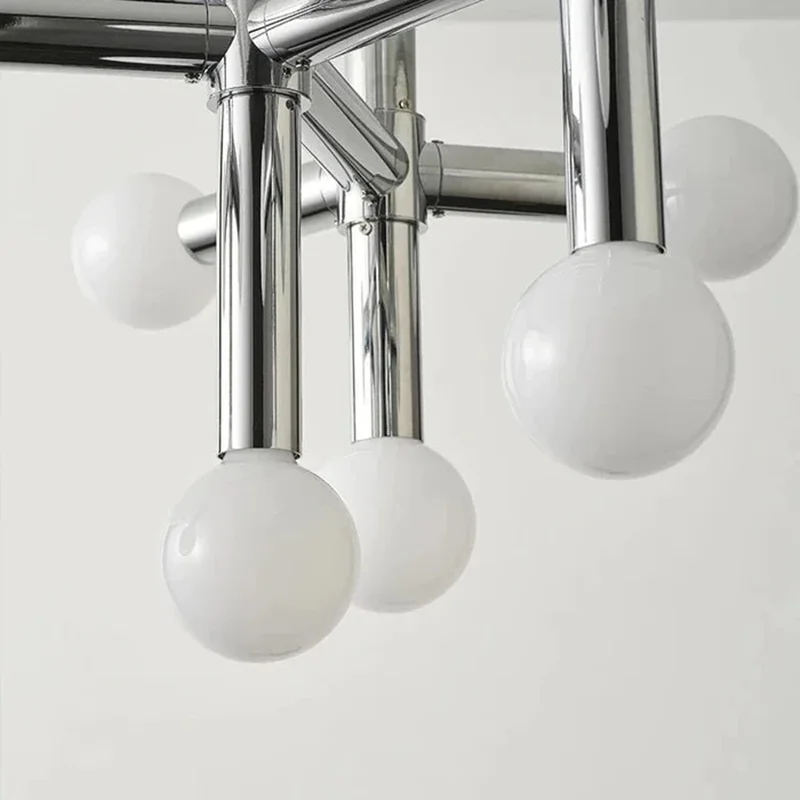 Imagem -06 - Nevaeh Lustre Estilo Nórdico Bola de Vidro Luzes Designer Bauhaus Lâmpada para Sala Estar Luzes Cromadas Quarto Crianças Luz