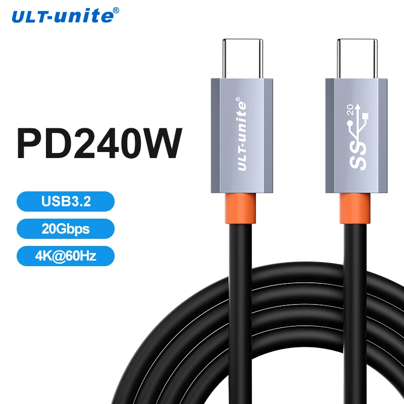 Kabel USB C do USB C o mocy 240 W do szybkiego ładowania, kabel USB 3.2 Gen 2 typu C do ładowania, przesył danych 20 Gb/s, kabel wideo 4K