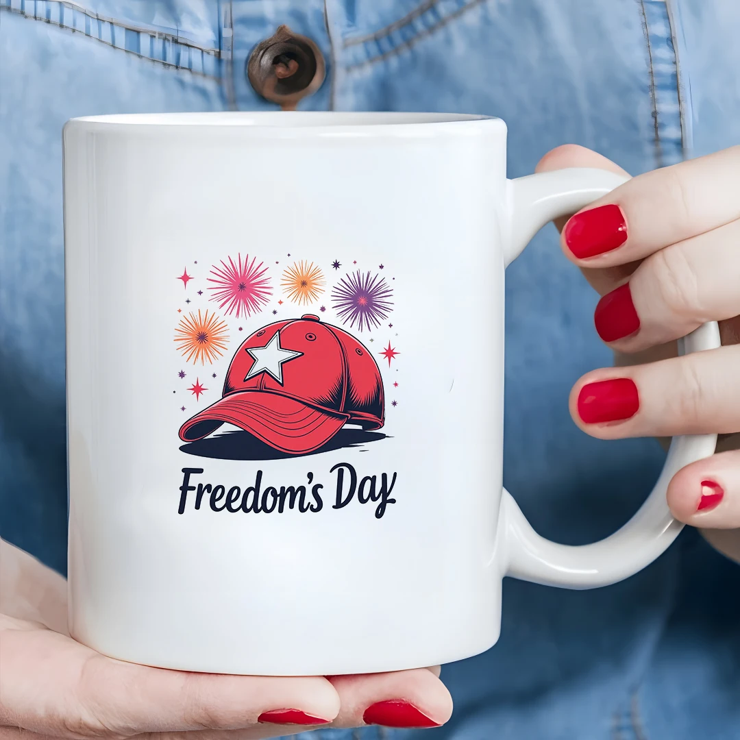 

11oz Cup + Freedom Day Baseball Cap Fireworks Cup + Kids Cold & Hot Beverage Cup - Christmas Gift for Family Office