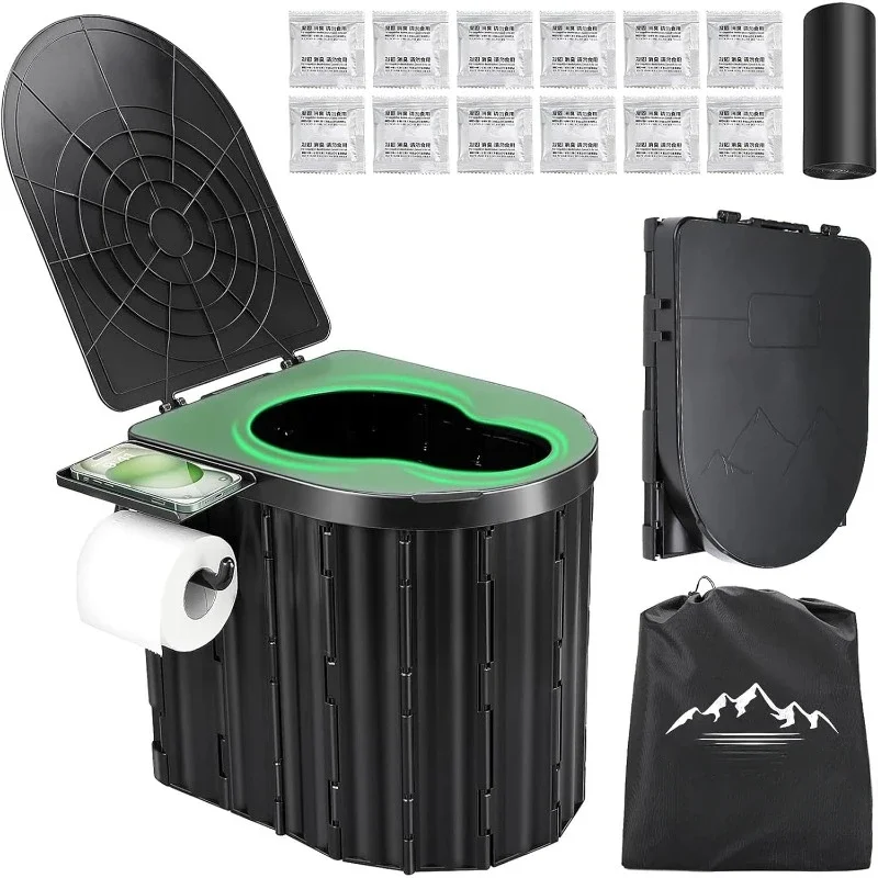 

New Products Hot Sale.Camping Toilet, Portable Toilet for Adults,14'' Lightweight Portable Potty with Lid & Paper Holder