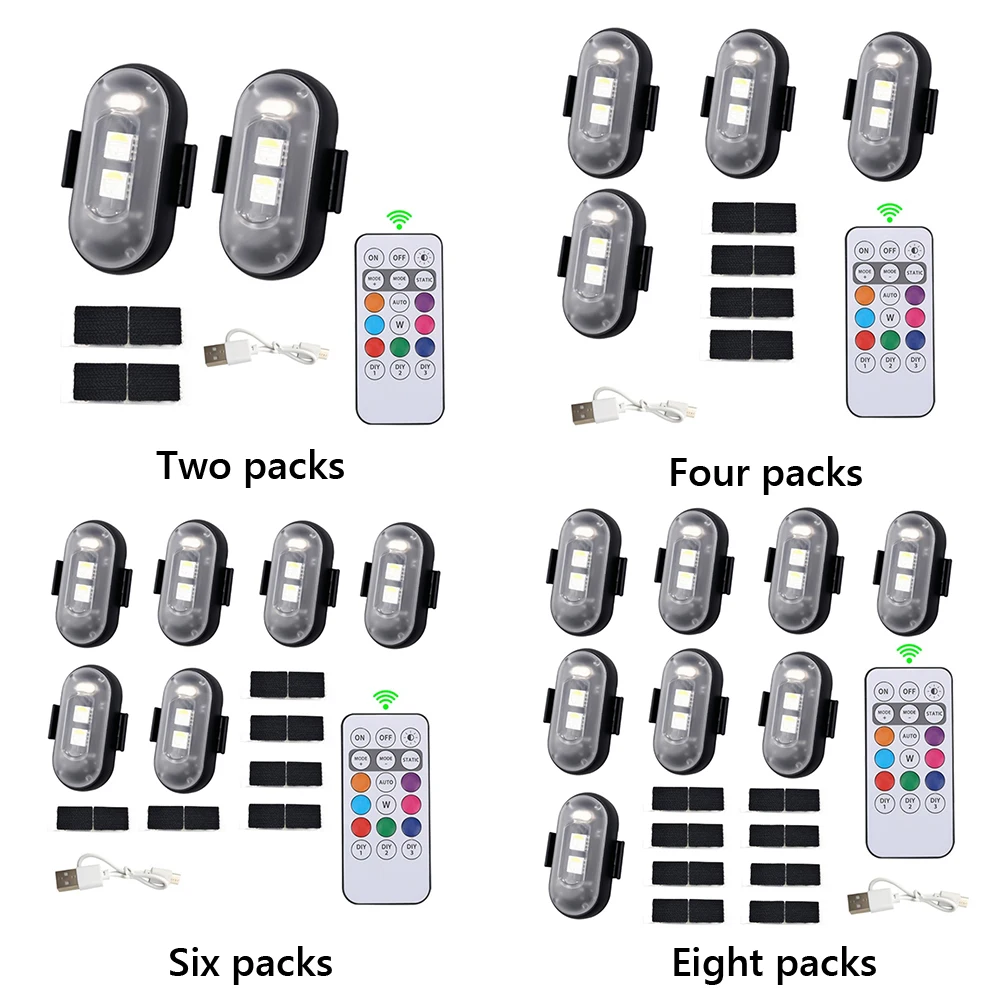 AliExpress VODOOL Wireless LED Strobe Lights 8 Colors Wireless Rock Lights Car Decor Atmosphere Light for Car Drone Truck Motorcycle Aircraft Bike