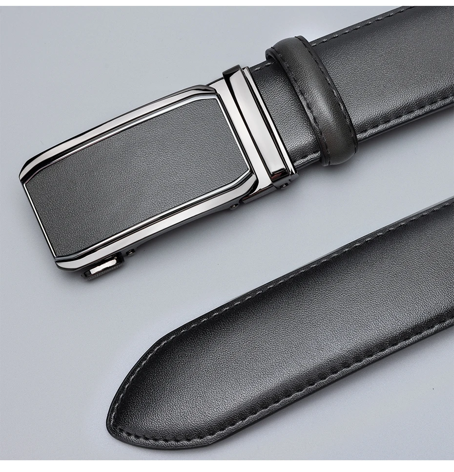 Maikun Leder-Ratschengürtel für Herren. Klicken Sie auf Ledergürtel, verstellbarer Schnallenbesatz, passend für Schwarz, Braun – Detail 11