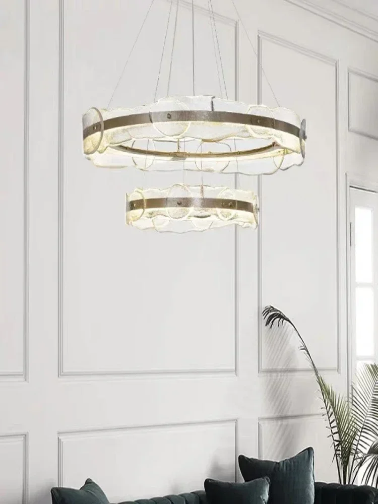 Modern Round Circle Chandelier American Simple Designer Light Luxury Living Room Bedroom Study Hanging Light Fixture
