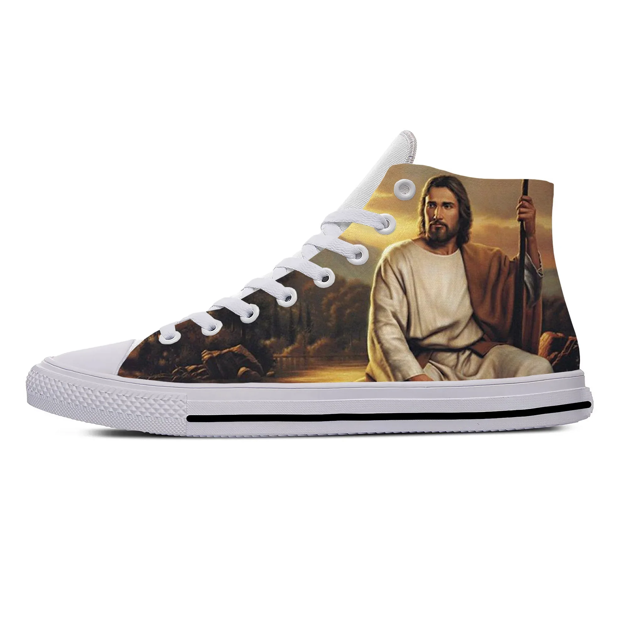 Christian God Jesus Christ Jesucristo Lord Funny Casual Cloth Shoes High Top Lightweight Breathable 3D Print Men Women Sneakers