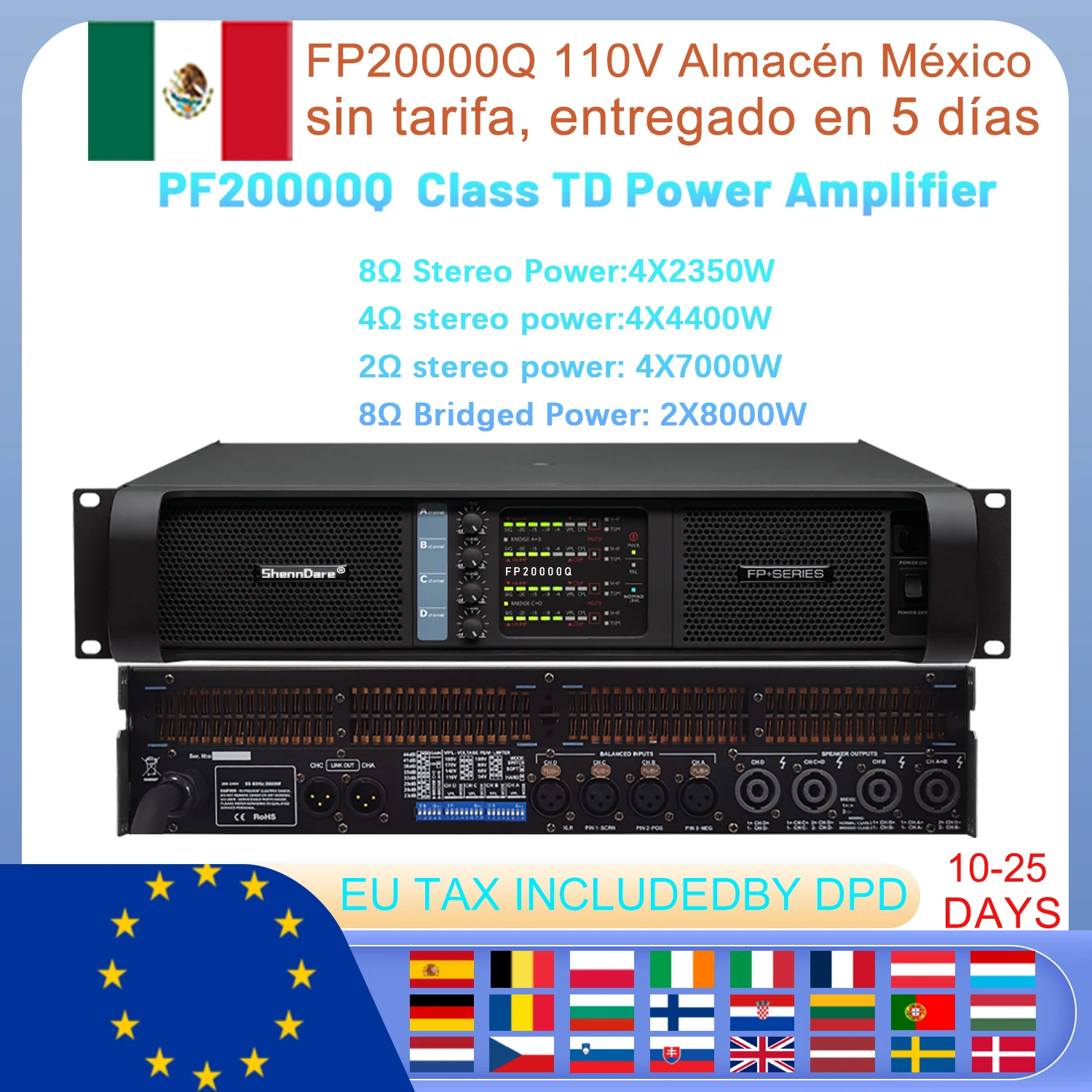 

FP20000Q 4x7000W Professional Power Amplifier 4 Channels Audio DJ Subwoofer Preamplifier Class TD Line Array Speaker Amplifier