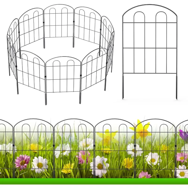 

28 Pack Decorative Garden Fence Outdoor 24in (H) x 30ft (L) Coated Metal RustProof Landscape Wrought Iron