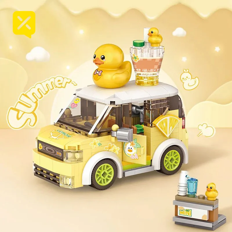 Q-Moe Series Sweetheart Car Building Blocks Set Girls' Mini Food Truck Building Blocks Toy Christmas Birthday Gift