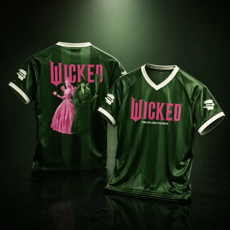 Men Women Wicked Musical Two-Sided Mesh  Jersey Y2K Fantasy Broadway Streetwear 3D Sport Tee Breathable Shirt for family wear