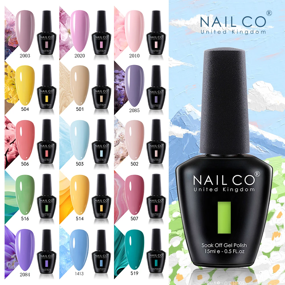 NAILCO 333 Color 15ml UV Gel Nail Polish Soak Off UV&LED Gel Lacquer NailArt Polish Long Lasting Spring Gel Design Top Base Coat