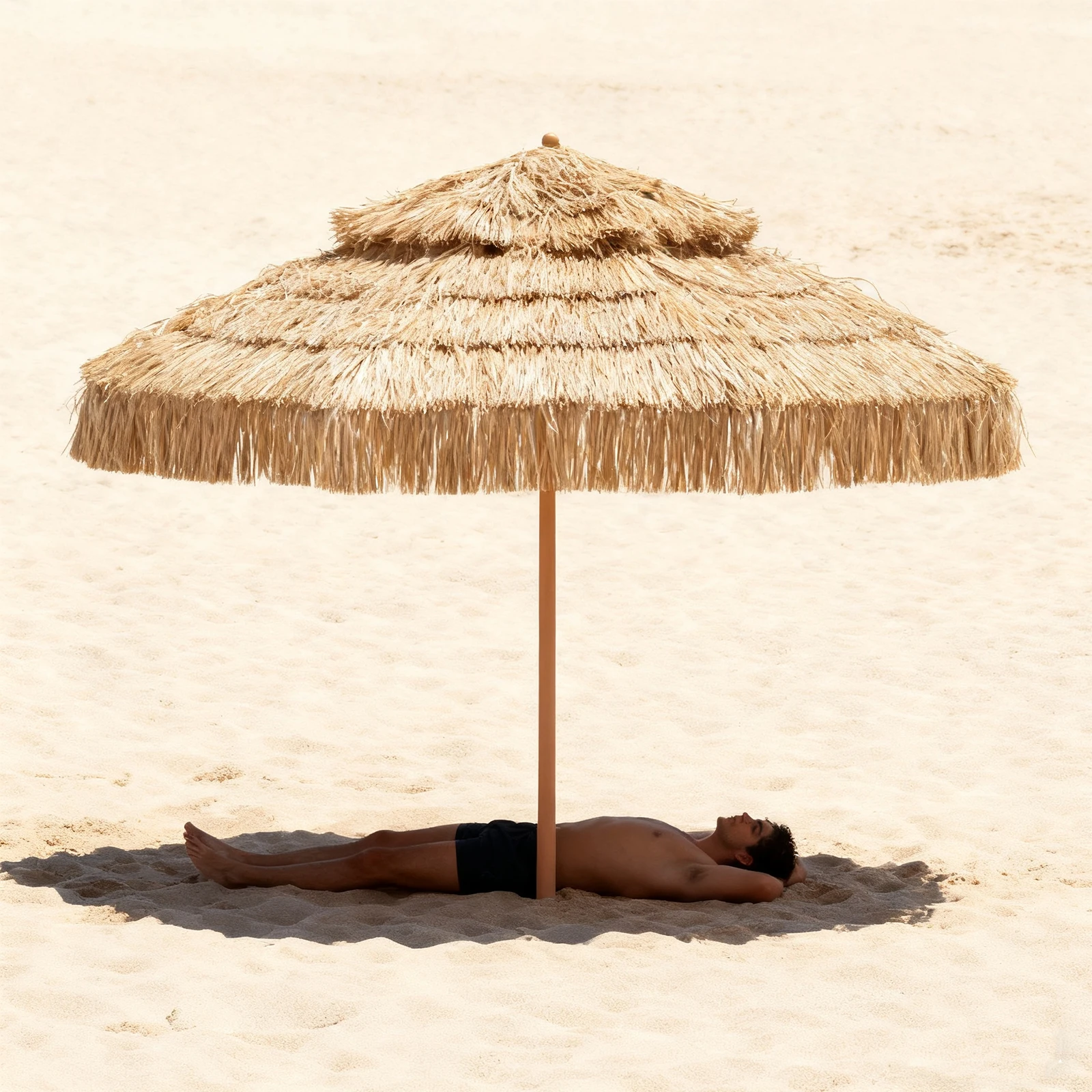 

9ft Outdoor Simulation Straw Umbrella with 8 Ribs 2-Tier Hawaiian Beach Umbrella for Market Terrace Restaurant