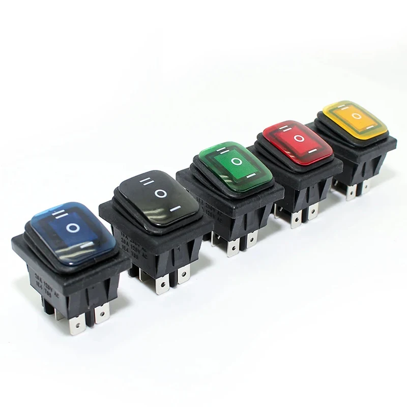 1pcs on off on 12V/220V Heavy Duty 6 pin DPDT IP67 Waterproof Auto Boat Marine Toggle Rocker Switch with LED 12V 220V 27x22mm