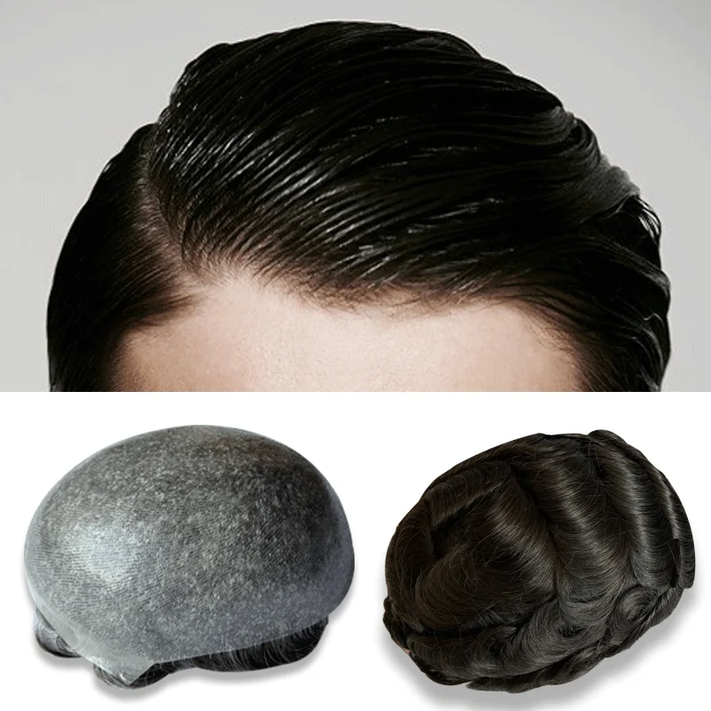 Hair Toupee for Men Natural Human Hair Prosthetic hight Density Wig Male Capillary Pu Silicon Toupee Replacement System Hair