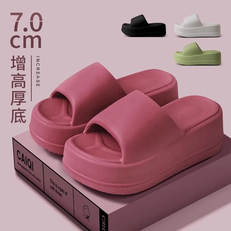 

7.0 Cm Thick Sole Slippers For Women EVA Height Increasing Thick Soled Cool Slippers For Women's Summer Outdoor Slippers