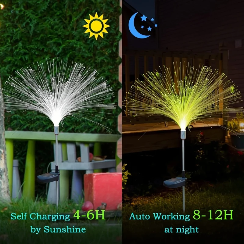 1/2/4/6 Pcs Solar Garden Lights Outdoor 7 Color RGB Gradient Jellyfish Solar Lights Waterproof Lawn Lights for Landscape Pathway