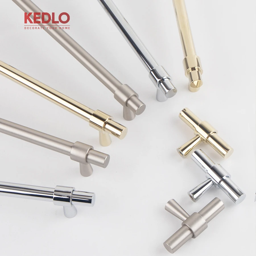 KEDLO Europäischer Stil Luxuriöser Massiver Messinggriff mit Gebürstetem Nickel für Küchenschubladen, Glänzend Silberner Langer Griff – Detail 5