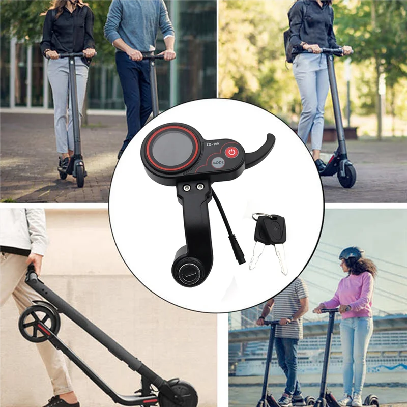 ZQ-100 Mileage Meter with Key Speed Adjustable Electric Scooter Meter 6 Pin Display for Electric Scooter Dashboard