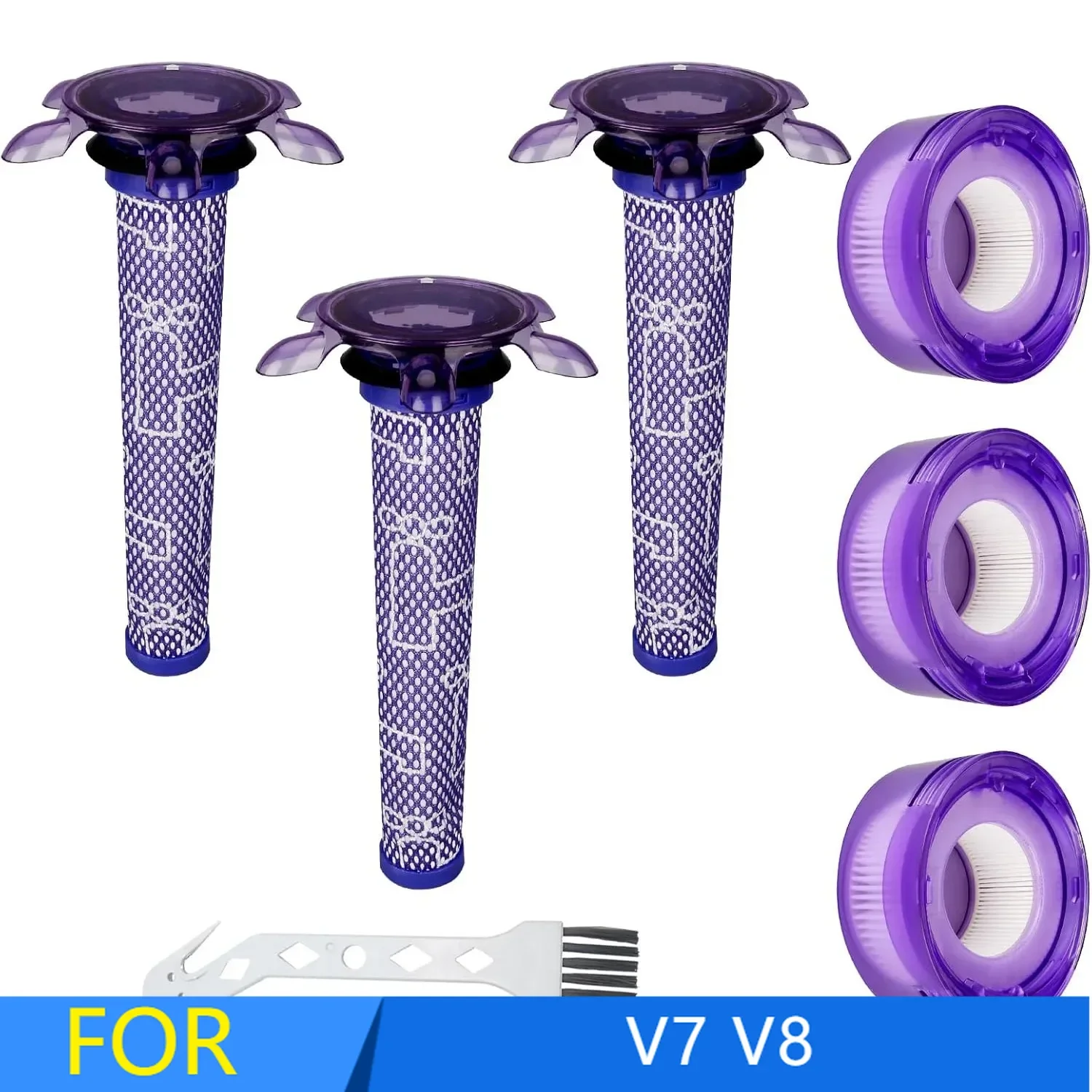 

Фильтр для пылесоса, 6 шт., совместимый с Dyson V7 V8 Animal Absolute 3, предварительный фильтр, 3 постфильтра, замена 965661-01 967478-01